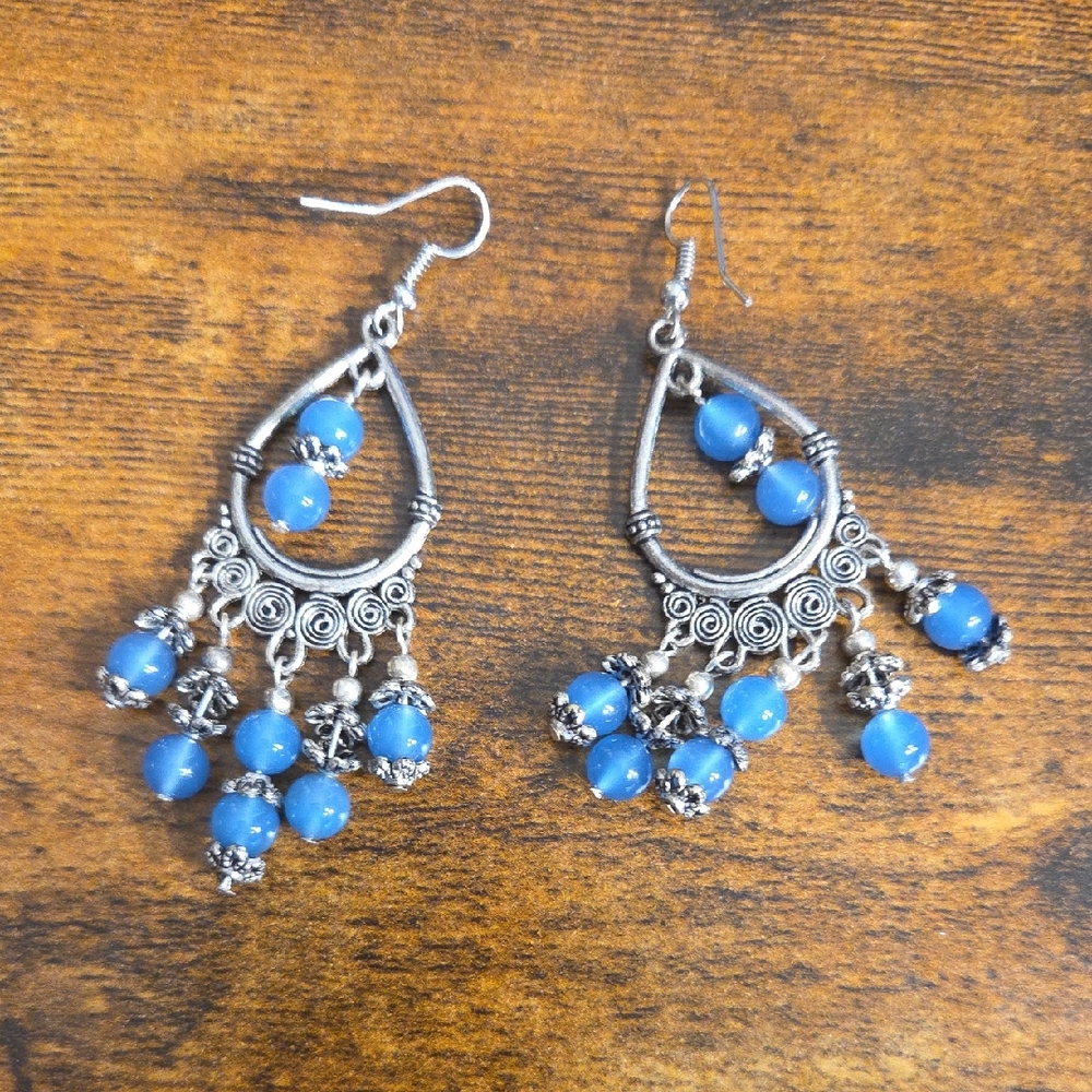 Chalcedony Beaded Earrings